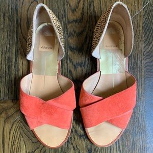 Dolce Vita Open Toed Leopard & Coral D'Orsay Flat